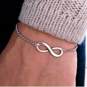 Los Angeles Boutique Infinity Sign Silver Bangle Bracelet Boho Yoga Love Summer